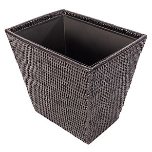 Artifacts Trading Company Artifacts Rattan Rectangular Tapered Waste Basket with Metal Liner - Honey brown